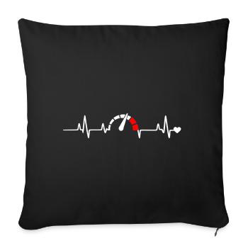 Heartbeat with rev counter - Sofa pillowcase 17,3'' x 17,3'' (45 x 45 cm) - black - Front