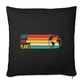 Save Our Planet Shirt Retro Environment - Sofa pillowcase 17,3'' x 17,3'' (45 x 45 cm) - black - Front
