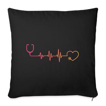 Stethoskop-Krankenschwester Sunset Herzschlag Doktor - Sofakissenbezug 45 x 45 cm - Schwarz - Vorne