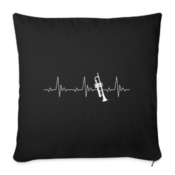 Battement de coeur de trompette avec battement de coeur de joueur de trompette - Housse de coussin décorative 45 x 45 cm - noir - Devant