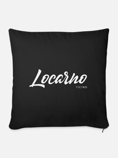 Locarno Schriftzug Ticino - Sofakissenbezug 45 x 45 cm - Schwarz