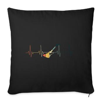 Vintage guitare électrique battement de cœur - Housse de coussin décorative 45 x 45 cm - noir - Devant