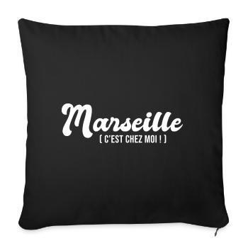 marseille chez moi cadeau humour Marseille homme - Housse de coussin décorative 45 x 45 cm - noir - Devant
