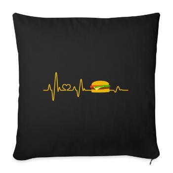 Fast Food Heartbeat Cheeseburger Burger Food - Sofa pillowcase 17,3'' x 17,3'' (45 x 45 cm) - black - Front