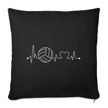 Battements de cœur de volleyball - Housse de coussin décorative 45 x 45 cm - noir - Devant