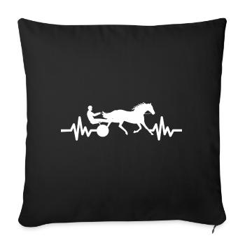 Herzschlag Pferd Hengst Stute Ross Polo - Sofakissenbezug 45 x 45 cm - Schwarz - Vorne