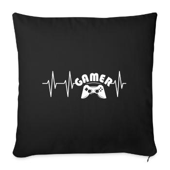heartbeat controller icon pulse gamer gaming - Sofa pillowcase 17,3'' x 17,3'' (45 x 45 cm) - black - Front