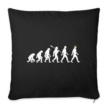 Evolution - Karneval - Narrenkappe - Verkleidung - Sofakissenbezug 45 x 45 cm - Schwarz - Vorne