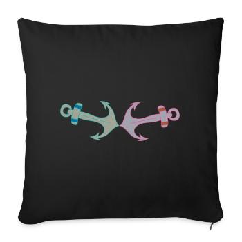 Ancre rétro Vintage Ahoy Seafarers Maritime - Housse de coussin décorative 45 x 45 cm - noir - Devant
