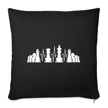 Chess pieces, chess player, heartbeat, pulse, icon - Sofa pillowcase 17,3'' x 17,3'' (45 x 45 cm) - black - Front