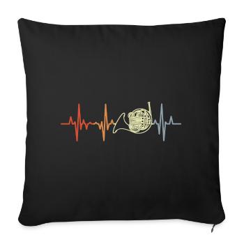 Cor d’harmonie Heart Line Retro - Housse de coussin décorative 45 x 45 cm - noir - Devant