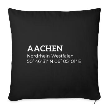 Aachen North Rhine-Westphalia coordinates - Sofa pillowcase 17,3'' x 17,3'' (45 x 45 cm) - black - Front