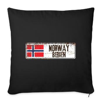 Bergen Norway Flag - Sofa pillowcase 17,3'' x 17,3'' (45 x 45 cm) - black - Front