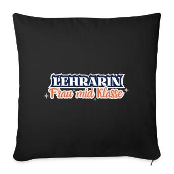 Lehrarin - Frau mid Klasse, Lehrerin - Sofakissenbezug 45 x 45 cm - Schwarz - Vorne