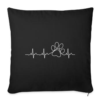 Minimalist Paw Heartbeat - Cadeau d’amoureux des chiens - Housse de coussin décorative 45 x 45 cm - noir - Devant