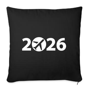 Flight 2026, Travel 2026, Holiday 2026 - Sofa pillowcase 17,3'' x 17,3'' (45 x 45 cm) - black - Front