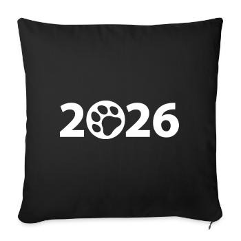 Dog 2026, Pet 2026, Paw 2026 - Sofa pillowcase 17,3'' x 17,3'' (45 x 45 cm) - black - Front