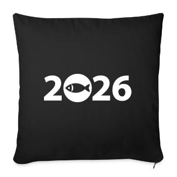 Pêcheur, Poisson, Club de pêche 2026 - Housse de coussin décorative 45 x 45 cm - noir - Devant