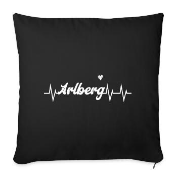 Arlberg Heartbeat – Heimat der Skilegenden - Sofakissenbezug 45 x 45 cm - Schwarz - Vorne