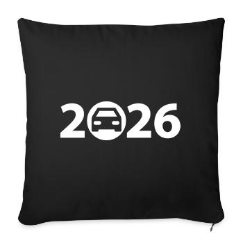 Voyage 2026, Road trip 2026, Fêtes 2026 - Housse de coussin décorative 45 x 45 cm - noir - Devant