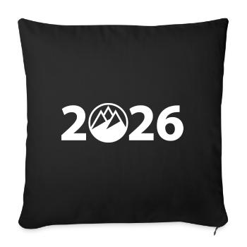Randonnée 2026, Alpinisme 2026 - Housse de coussin décorative 45 x 45 cm - noir - Devant