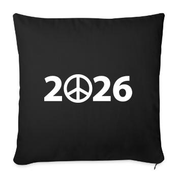 Signe de paix 2026, Liberté 2026, Stop War 2026 - Housse de coussin décorative 45 x 45 cm - noir - Devant