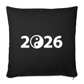 Ying Yang 2026, Harmonie 2026, Symbole du Yoga 2026 - Housse de coussin décorative 45 x 45 cm - noir - Devant