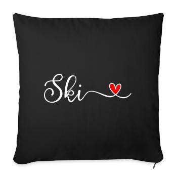 Ski - Housse de coussin décorative 45 x 45 cm - noir - Devant