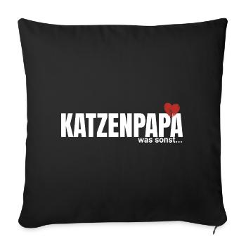 Katzenpapa mit Herz - Sofakissenbezug 45 x 45 cm - Schwarz - Vorne