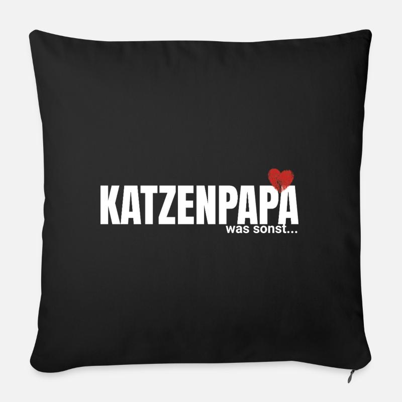 Katzenpapa mit Herz - Sofakissenbezug 45 x 45 cm - Schwarz