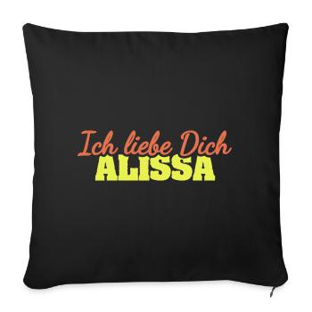 Ich liebe Dich ALISSA Retro-Print - Sofakissenbezug 45 x 45 cm - Schwarz - Vorne