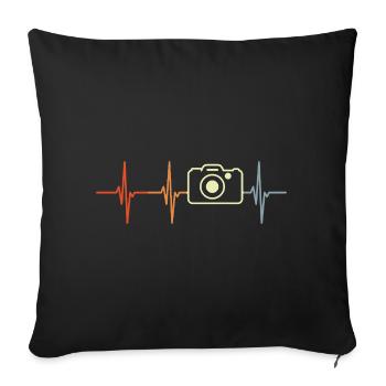 Photographie Cardiogramme Rétro Look - Housse de coussin décorative 45 x 45 cm - noir - Devant