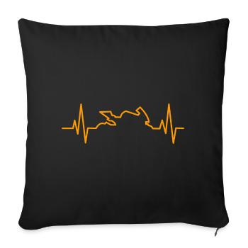 Motorcycle Heartbeat Gift Motorcyclist - Sofa pillowcase 17,3'' x 17,3'' (45 x 45 cm) - black - Front