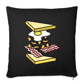 Sandwich. Eier. Speck. Bohnen. Brot. Fast Food. - Sofakissenbezug 45 x 45 cm - Schwarz - Vorne