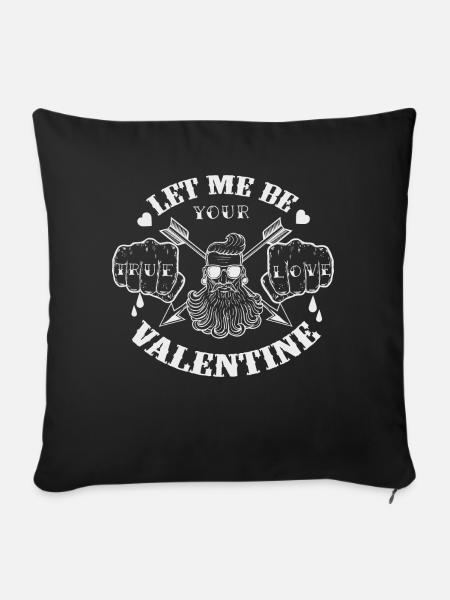 Valentinstag Geschenk - Valentine True Love bw - - Sofakissenbezug 45 x 45 cm - Schwarz