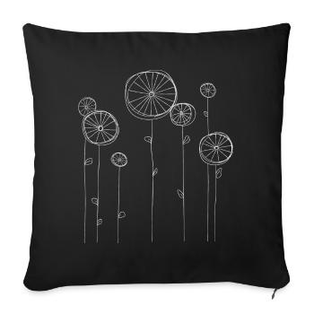 Radblumen weiß - Sofakissenbezug 45 x 45 cm - Schwarz - Vorne