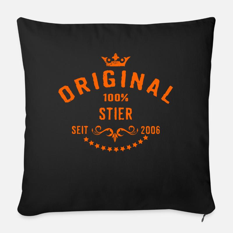 Sternzeichen 100 Prozent Stier Geburtsjahr 2006 - - Sofakissenbezug 45 x 45 cm - Schwarz