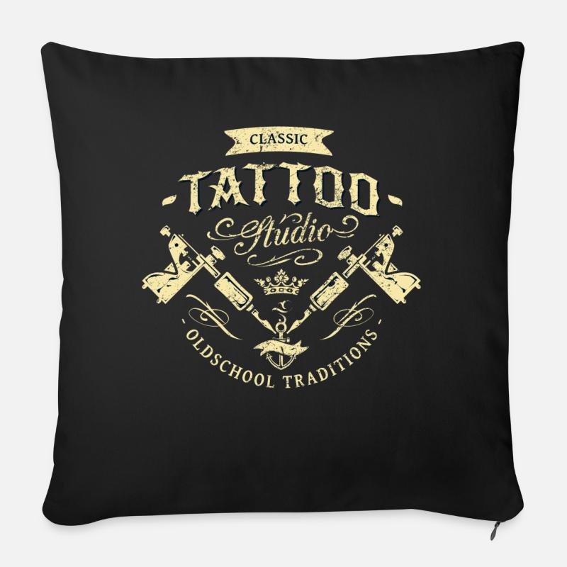BD - Classic Tattoo Studio Oldschool Traditions - Sofakissenbezug 45 x 45 cm - Schwarz