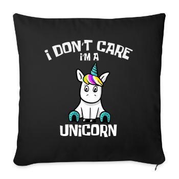 shirt de licorne i dont care im une licorne - Housse de coussin décorative 45 x 45 cm - noir - Devant
