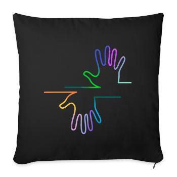 bunte Hände - Sofakissenbezug 45 x 45 cm - Schwarz - Vorne
