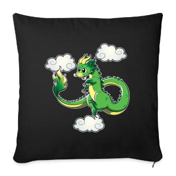 Ling Green chinesischer orientalischer Luftdrache - Sofakissenbezug 45 x 45 cm - Schwarz - Vorne