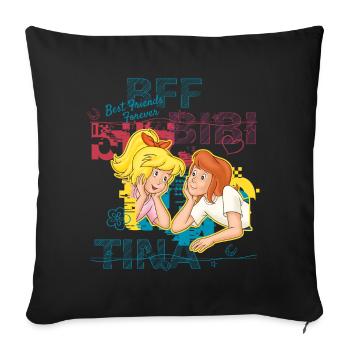 Bibi und Tina 'BFF Best Friends Forever' - Sofakissenbezug 45 x 45 cm - Schwarz - Vorne