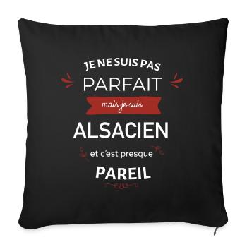 Je ne suis pas parfait mais je suis alsacien - Housse de coussin décorative 45 x 45 cm - noir - Devant