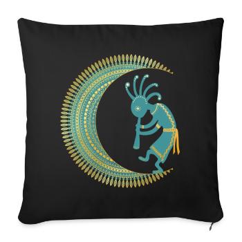 Native American - Kokopelli Mandala Half Moon 1 - Sofa pillowcase 17,3'' x 17,3'' (45 x 45 cm) - black - Front