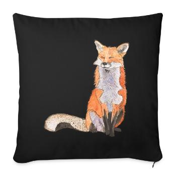 Fox sitting satisfait Renard intelligent - Housse de coussin décorative 45 x 45 cm - noir - Devant