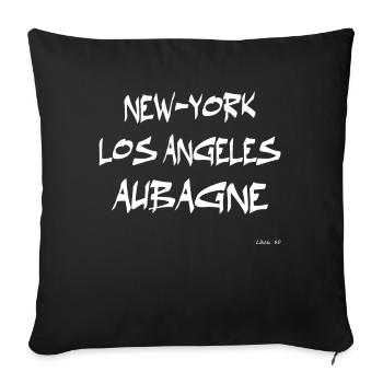 NEW-YORK - LOS ANGELES - AUBAGNE - Sofa pillowcase 17,3'' x 17,3'' (45 x 45 cm) - black - Front