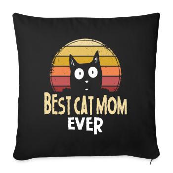 Chat chats maman chat maman chat amoureux - Housse de coussin décorative 45 x 45 cm - noir - Devant