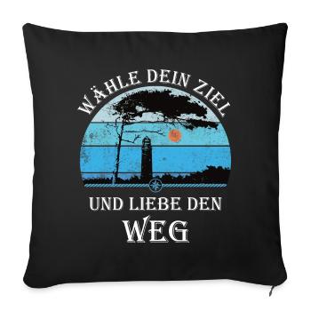 DarssCoast - Ostsee Leuchtturm Wandern Geschenk - Sofakissenbezug 45 x 45 cm - Schwarz - Vorne