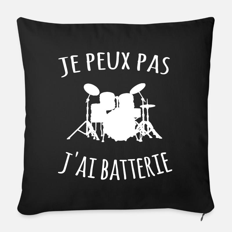 Je peux pas j'ai batterie - Housse de coussin décorative 45 x 45 cm - noir