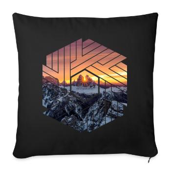 Trois pentes Dolomites paysages de montagne - Housse de coussin décorative 45 x 45 cm - noir - Devant